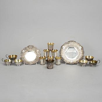 PARTI SILVER, 15 delar, 1900-tal. Tot vikt ca 618 g.