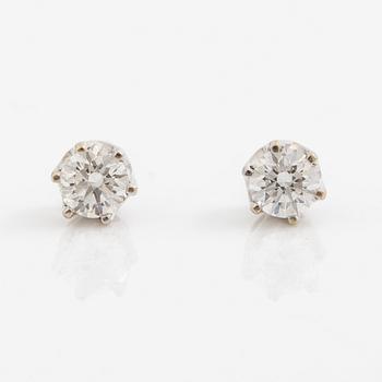 Earrings, a pair, 18K white gold with brilliant-cut diamonds.