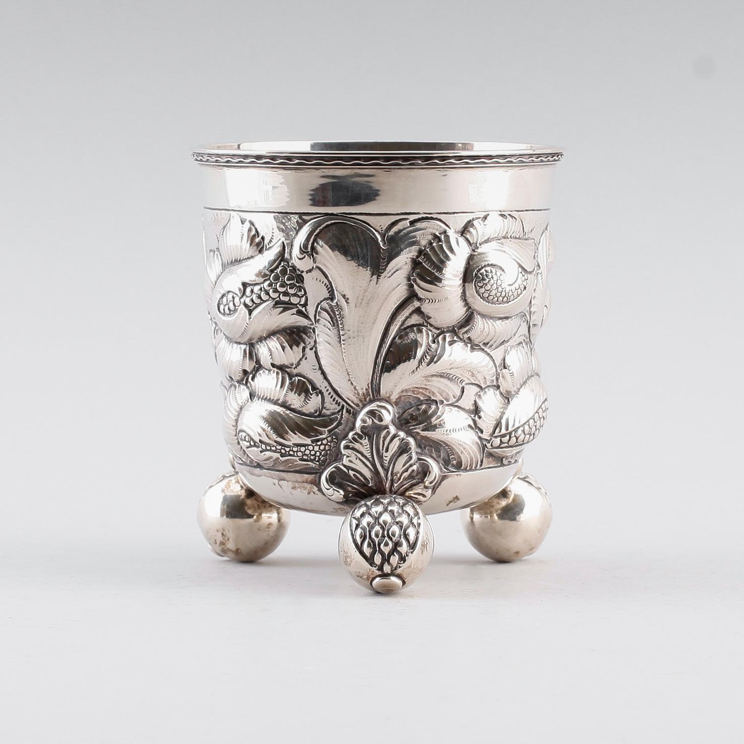 BÄGARE, silver 830, barockstil, möjligen Axel Salomonsen, Köpenhamn, 1900-talets mitt. Vikt ca 493 gram.