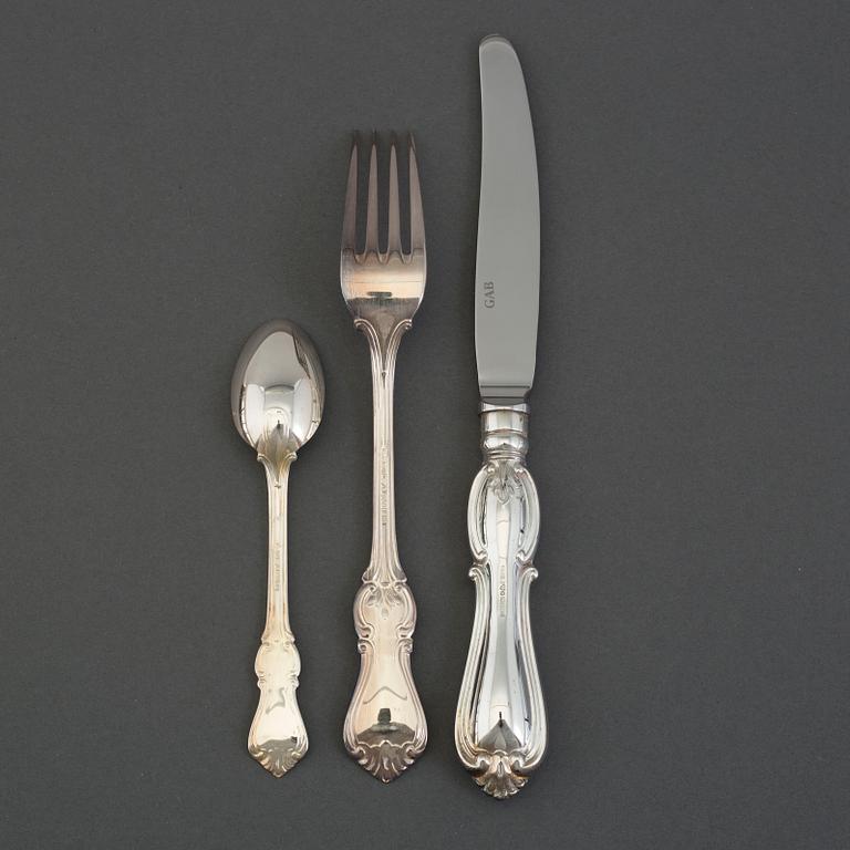 A 43-piece set of silver cutlery, GAB.