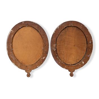 Spegellampetter, ett par, för ett ljus, Sverige, 1800-talets senare del.