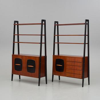 BOKHYLLOR med SKRIVSKIVA, 3 delar, "Tema", Gillis Lundgren, IKEA, 1950-60-tal.