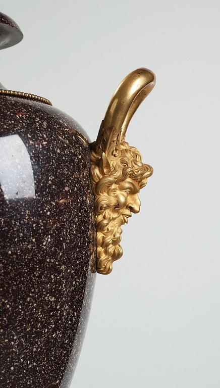 A late Gustavian circa 1800 porphyry and ormolu Vase by Court bronze chaser and gilder F.L. Rung (1758-1837) not signed.