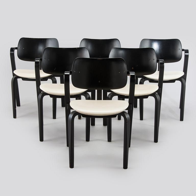 Ilmari Tapiovaara, a set of six 1960s 'Aslak' armchairs for Asko, Finland.