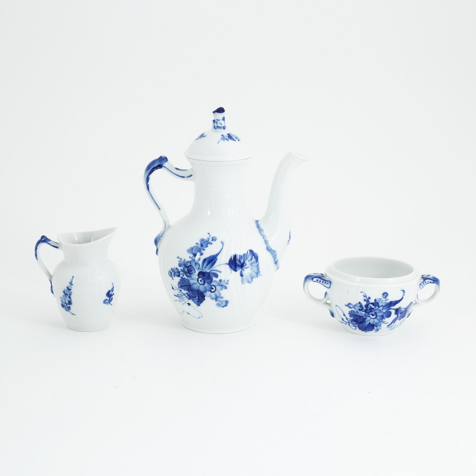 A 35 piece porcelain coffee service, 'Blue flower', Royal Copenhagen, Denmark.