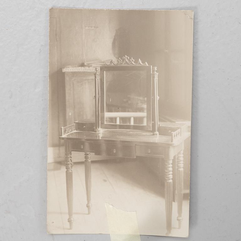 Dressing table with stool, Empire/Gothic Revival, circa mid-19th Century.