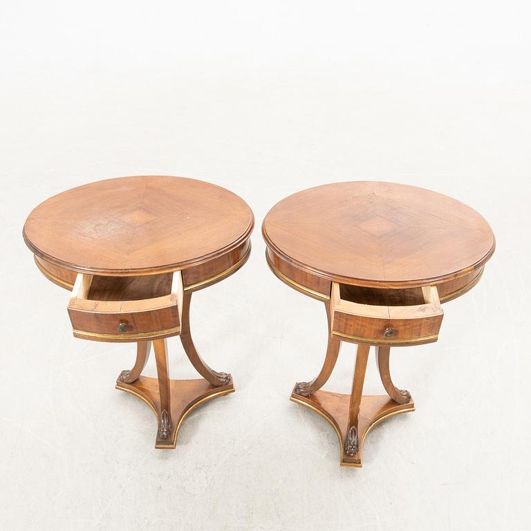 Bedside tables/Side tables, a pair, Empire style, second half of the 20th century.