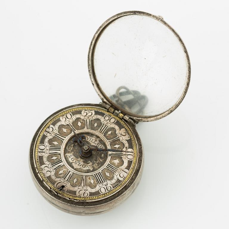 A silver double-case pocket watch by Thomas Wilson (watchmaker in London 1659-94).
