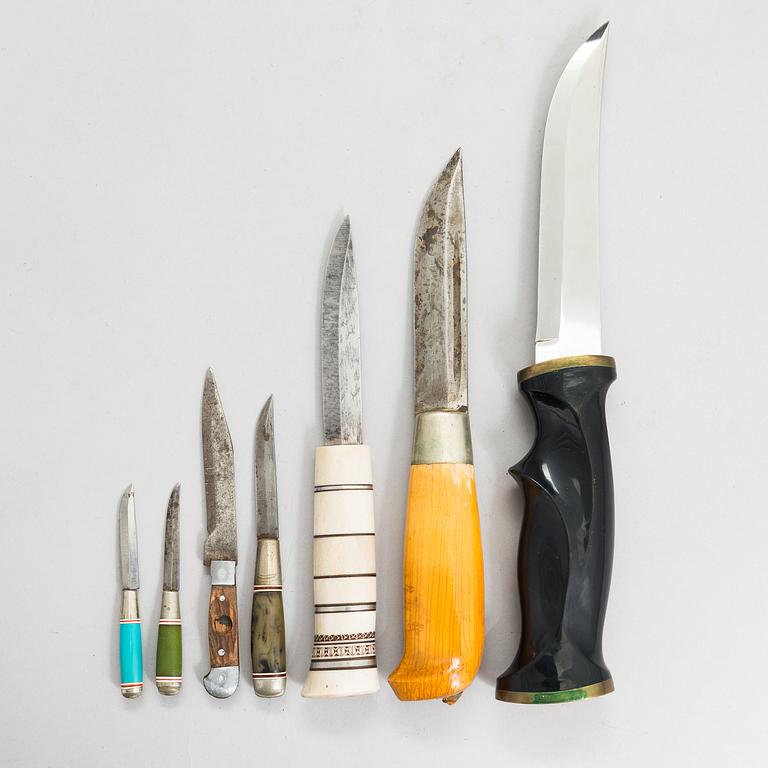 A set of ten 20th century Finnish and Swedish puukko knives.