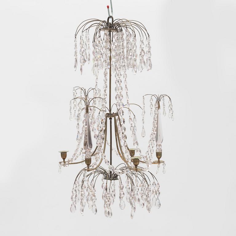 A Gustavian style chandelier, early 20th century incorporating older elements.