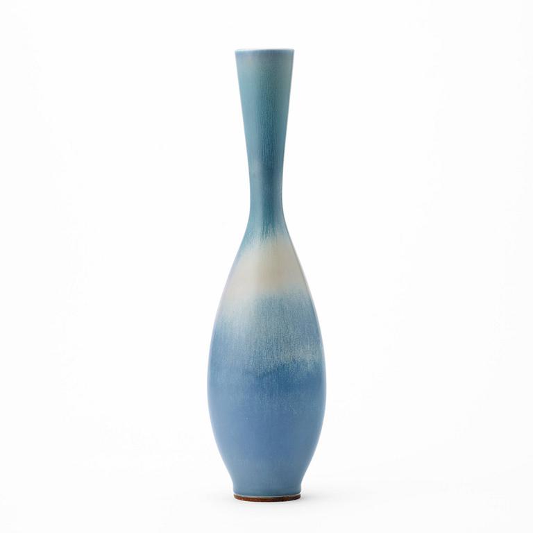 Berndt Friberg, a blue glazed stoneware vase, Gustavsberg studio 1962.