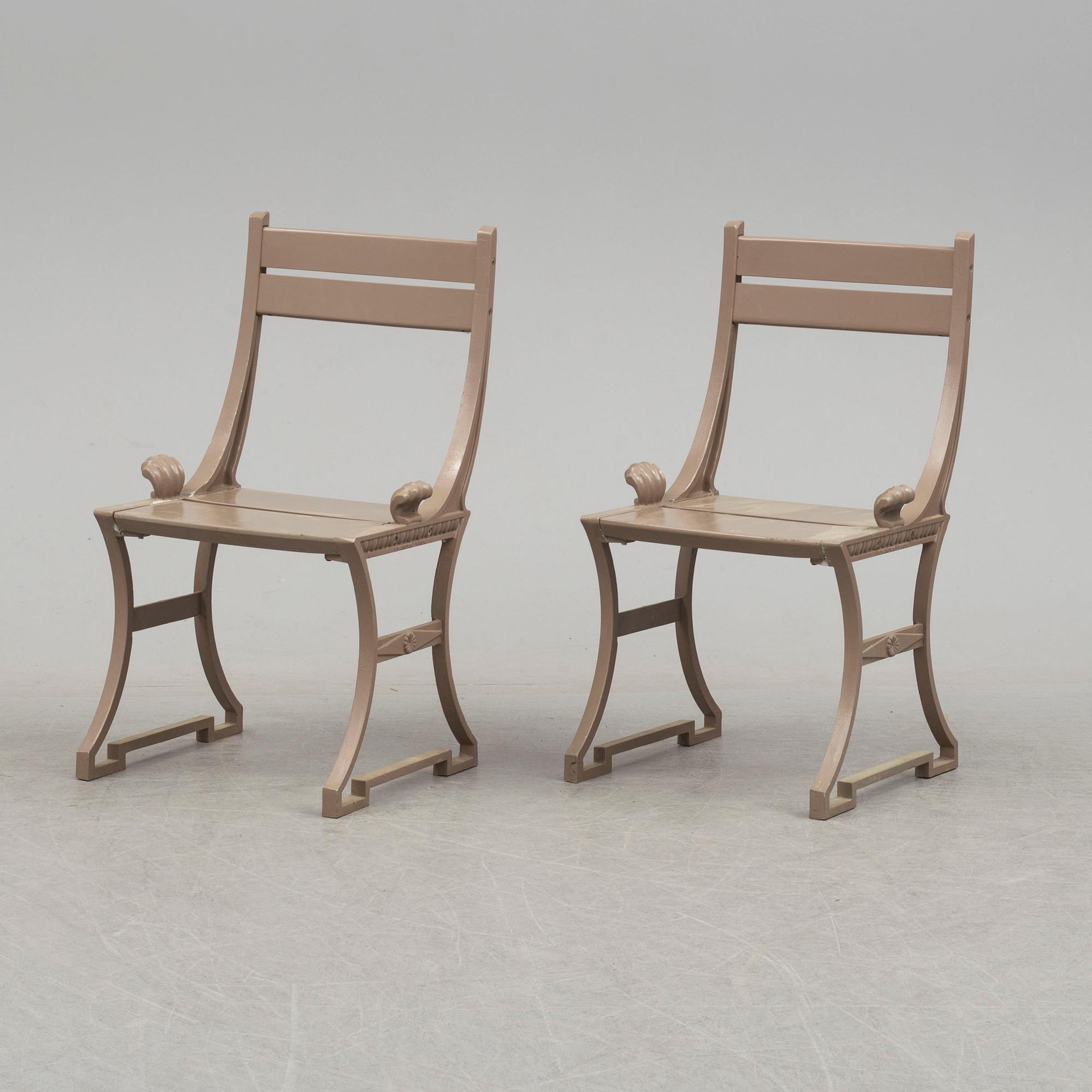 A pair of late 20th century garden chairs, "Sneckan", Folke Bensow, Byarums Bruk.