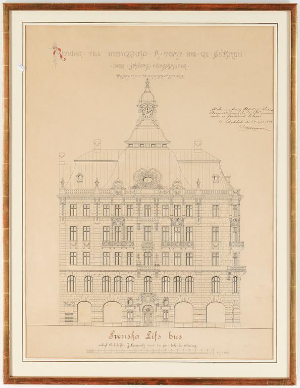 ARKITEKTRITNING, blandteknik, 1800-tal.