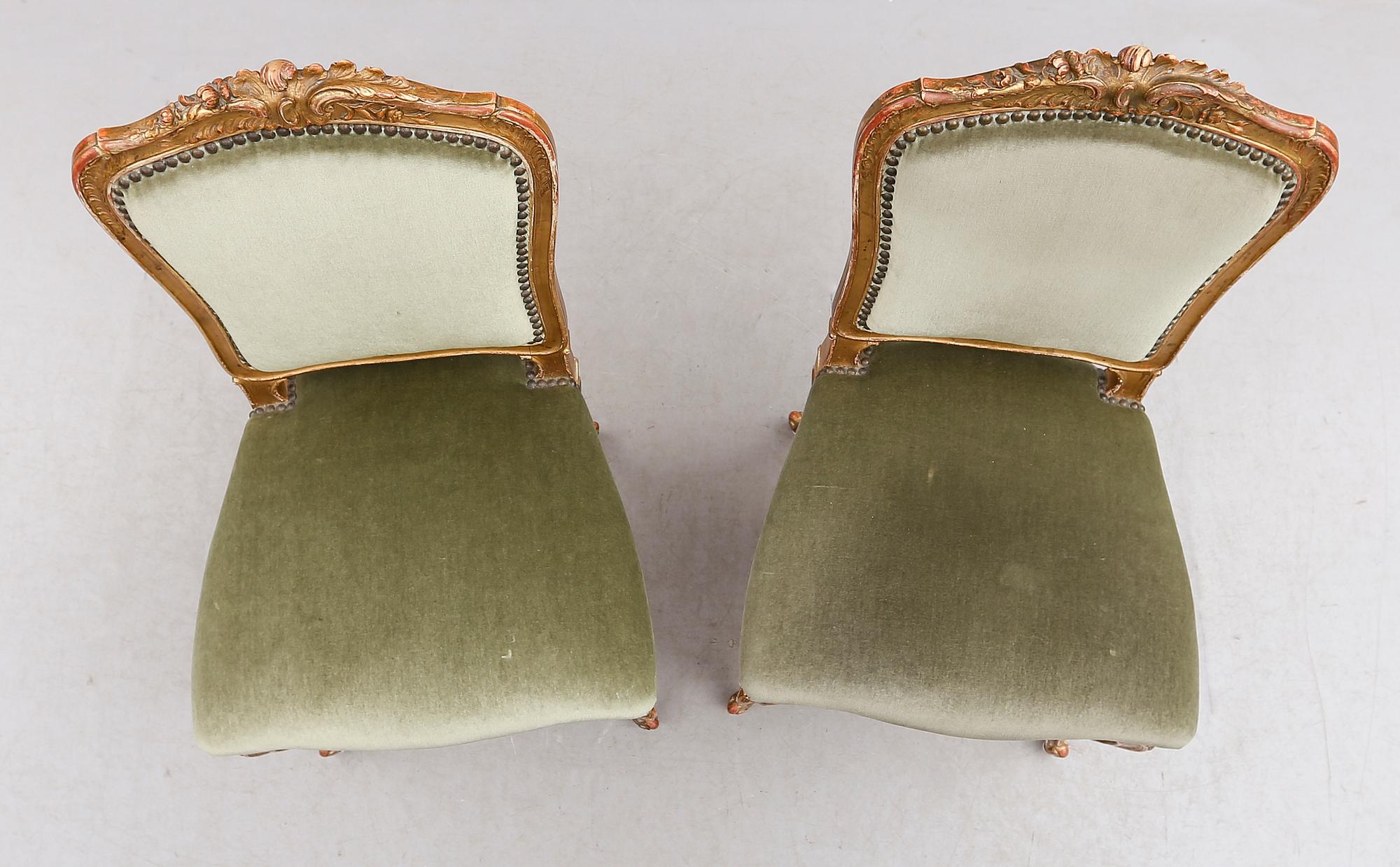 STOLAR, 1 par, rokokostil, omkring år 1900.