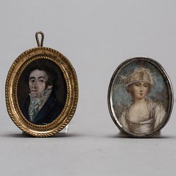 THREE 19TH CENTURY MINIATURES PORTRAITS.