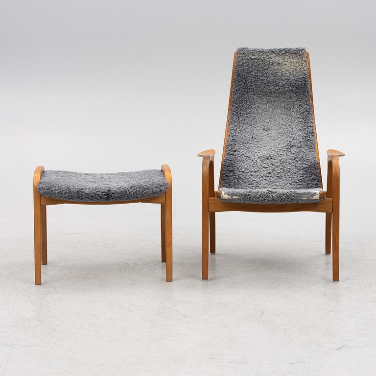 Yngve Ekström, a "Lamino" armchair with ottoman, Swedese, Sweden, late 20th century.