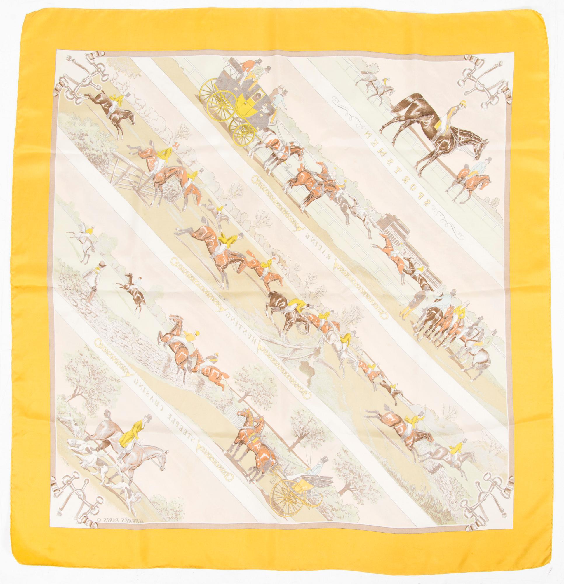 Hermès, a 'Sportsmen' silk scarf.
