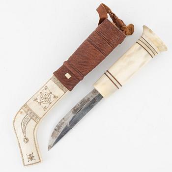 Johan Fankki, a reindeer horn knife, signed.