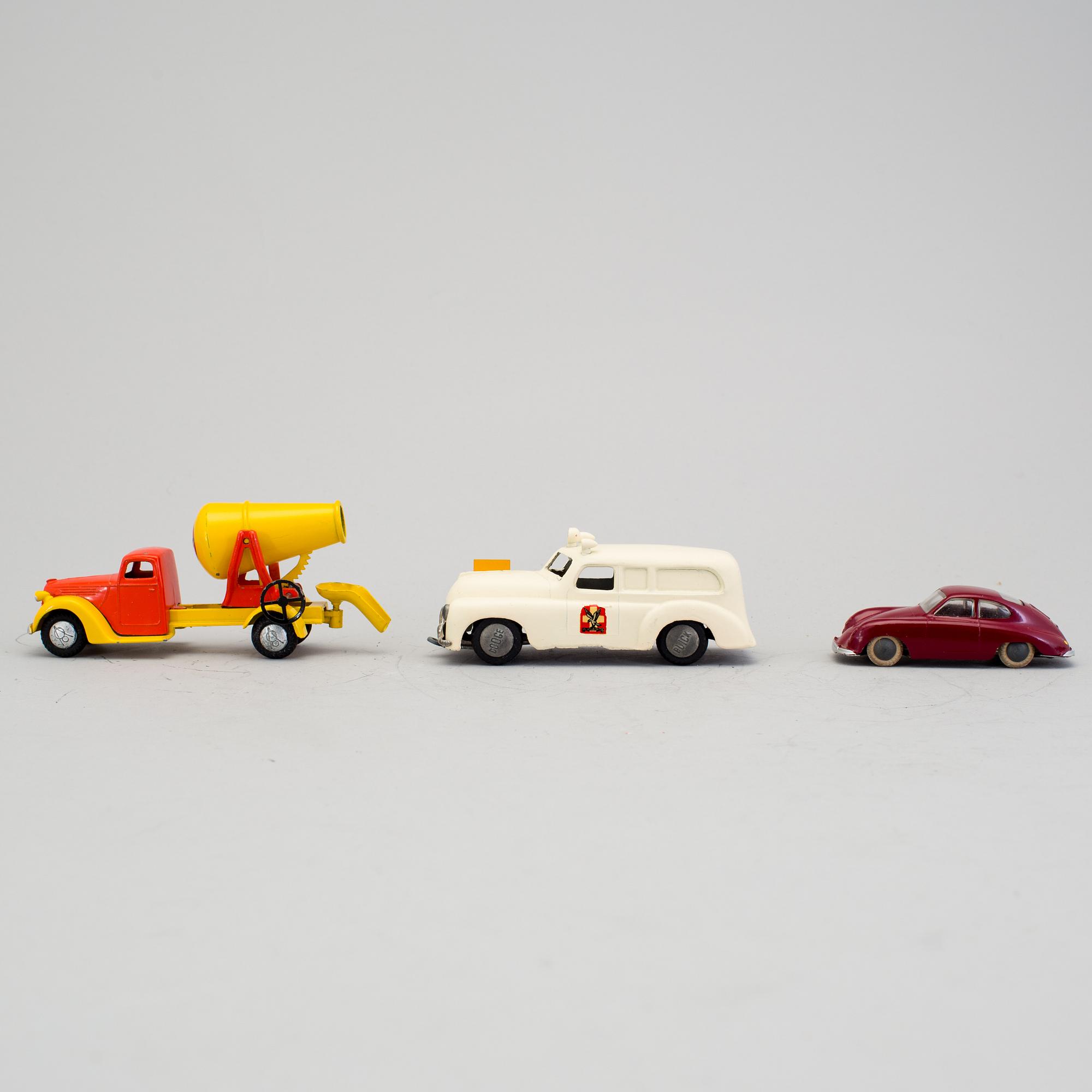 A lot of seven Tekno cars, Denmark, 1940/50s.
