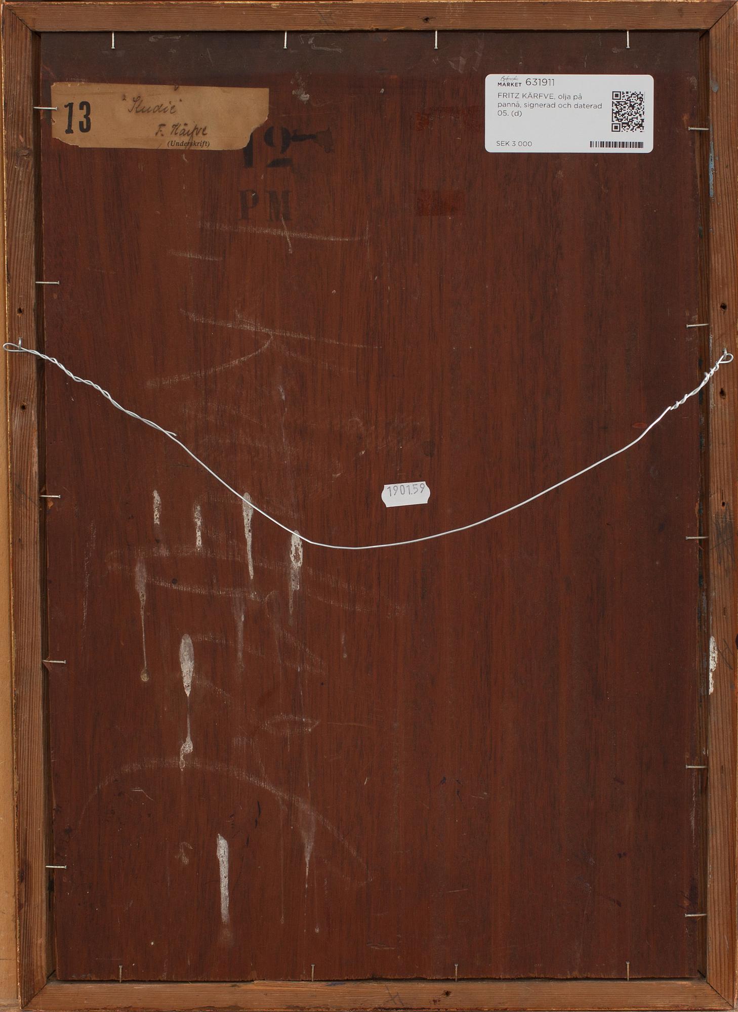 FRITZ KÄRFVE, olja på pannå, signerad och daterad 05.