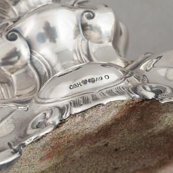 Ljusstakar ett par, silver, barockstil, CG Hallberg, 1951.