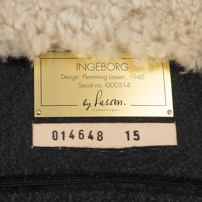 Flemming Lassen, fåtölj med fotpall, "Ingeborg", by Lassen, formgiven 1935.