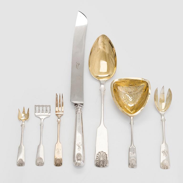 Cutlery, 12 pcs and napkin rings 12 pcs, silver, Finland 1939-1963.