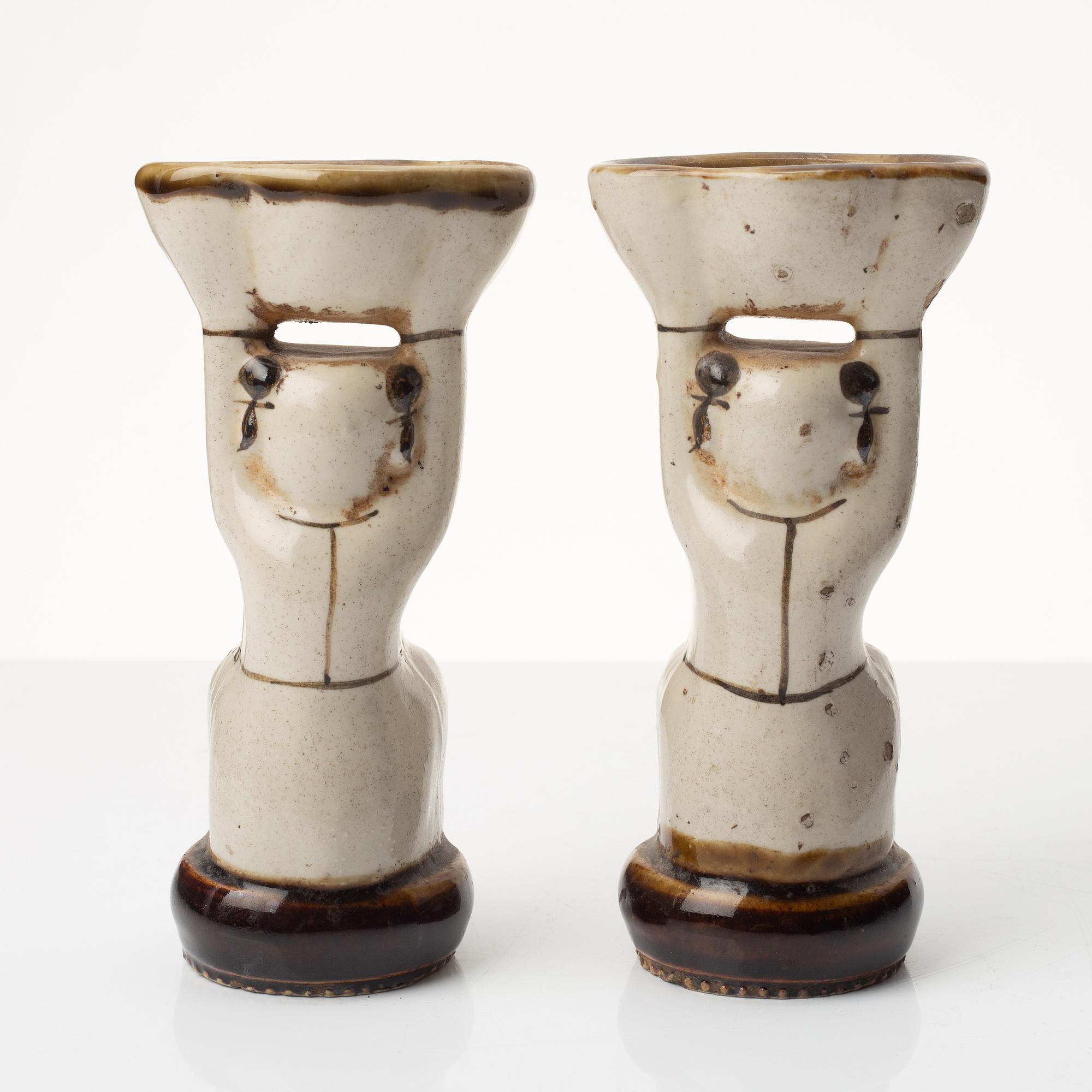 Rökelsehållare, två stycken, keramik. Qingdynastin,