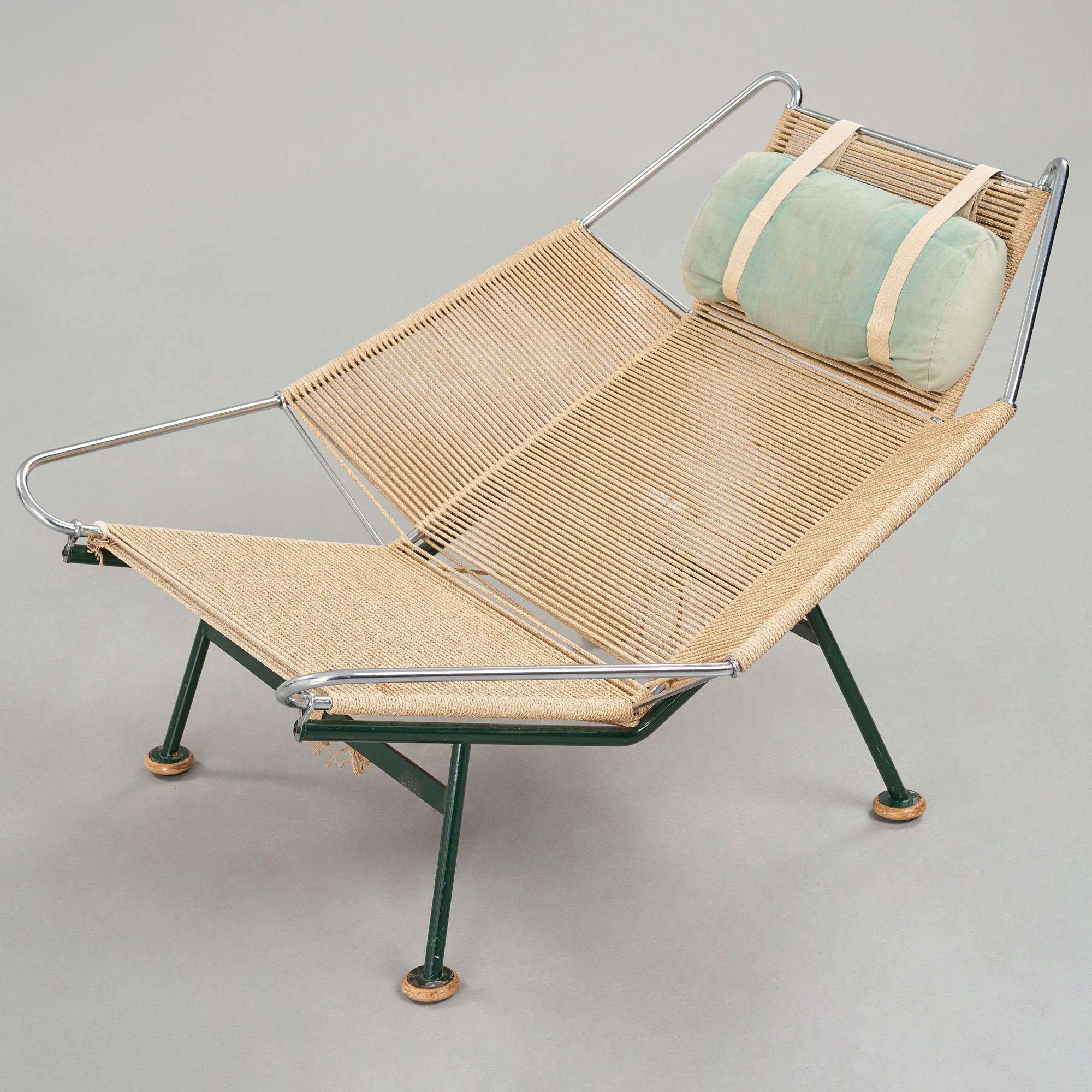 Hans J. Wegner, a 'Flag Halyard' easy chair, Getama, Denmark.