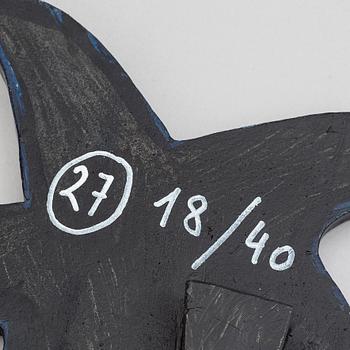 Beverloo Corneille, a painted ceramic wall sculpture, signed, numbered 18/40 and dated -98.