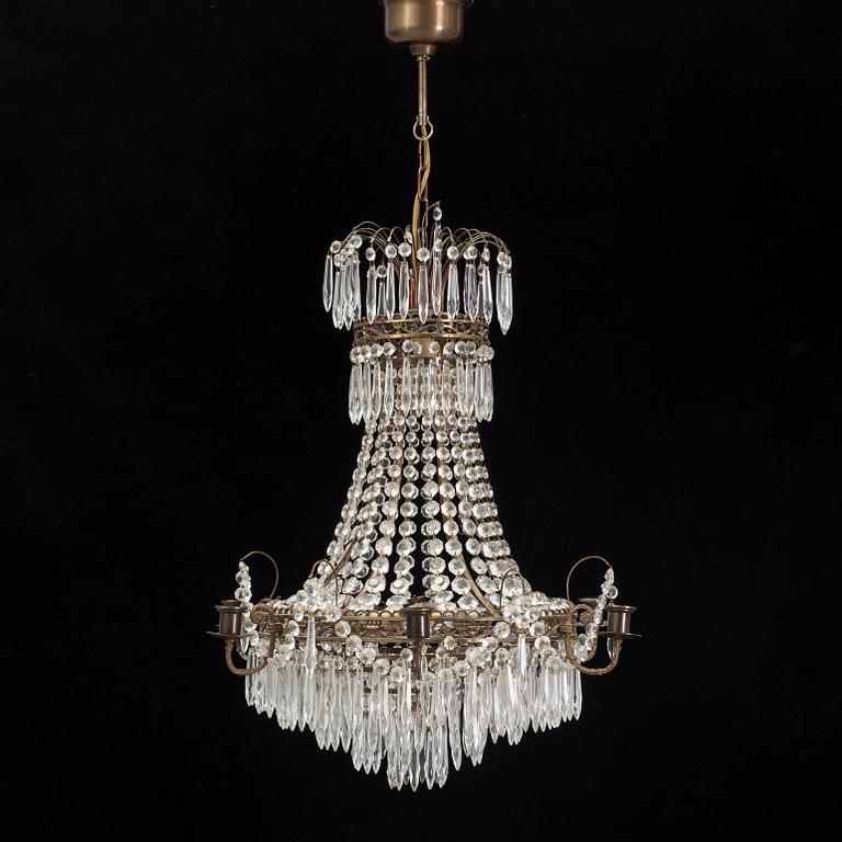 An Empire style chandelier, mid 20th century.