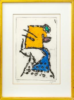 Robert Jacobsen, handcoloured etching signed and numbered 30/60.