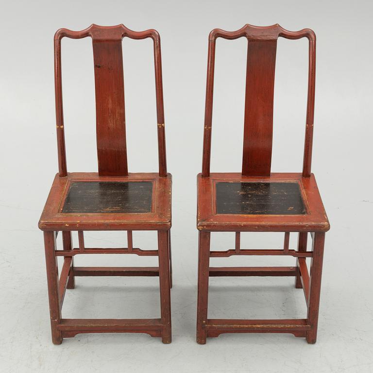 A Chinese desks and two 'Yoke-back' chairs, 20th Century.