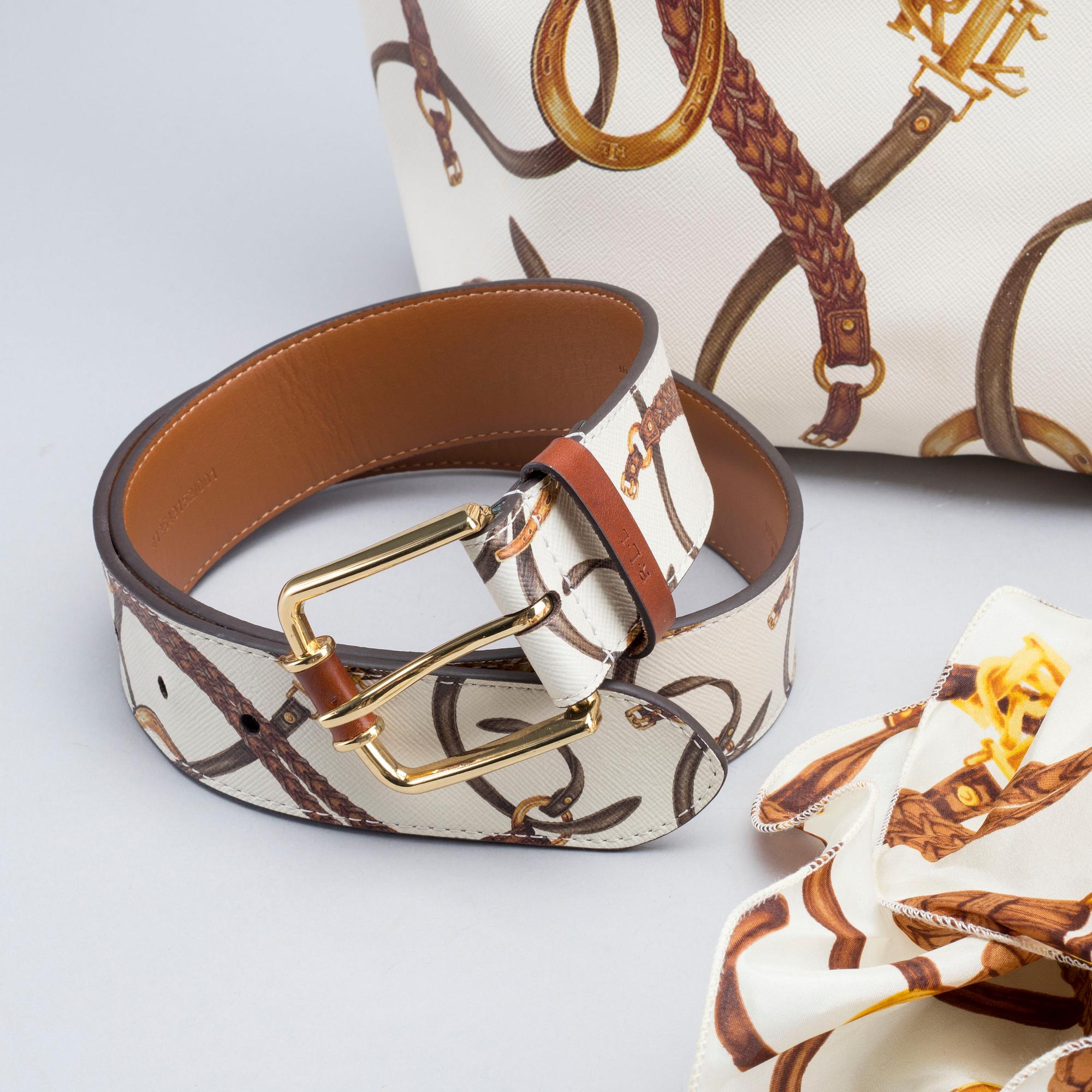 Woman’s Ralph Lauren “Lauren” RLL print belt LAUREN Ralph Lauren Black & Gold Leather Reversible Women main image 3