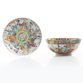 Fat och skål, porslin, Kanton, Kina, Qingdynastin, 1800-tal.