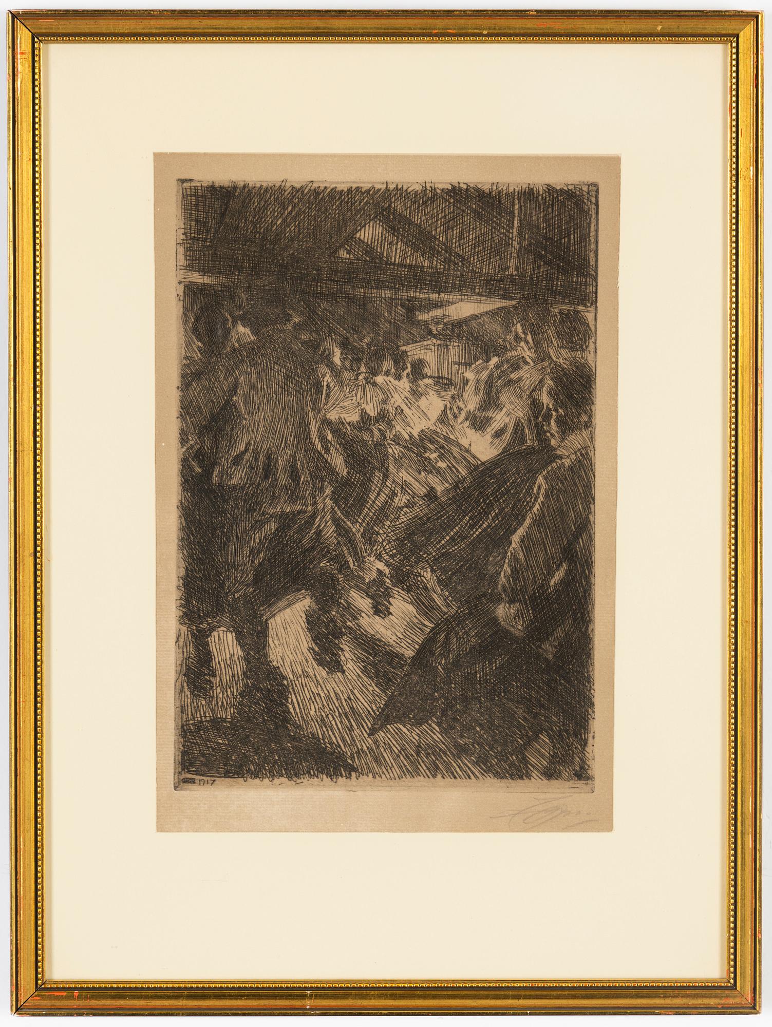 Anders Zorn, etching, 1917, signed in pencil.