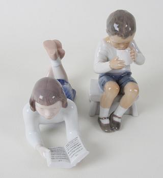 FIGURINER, 2 st, porslin, Bing & Gröndahl, Danmark.