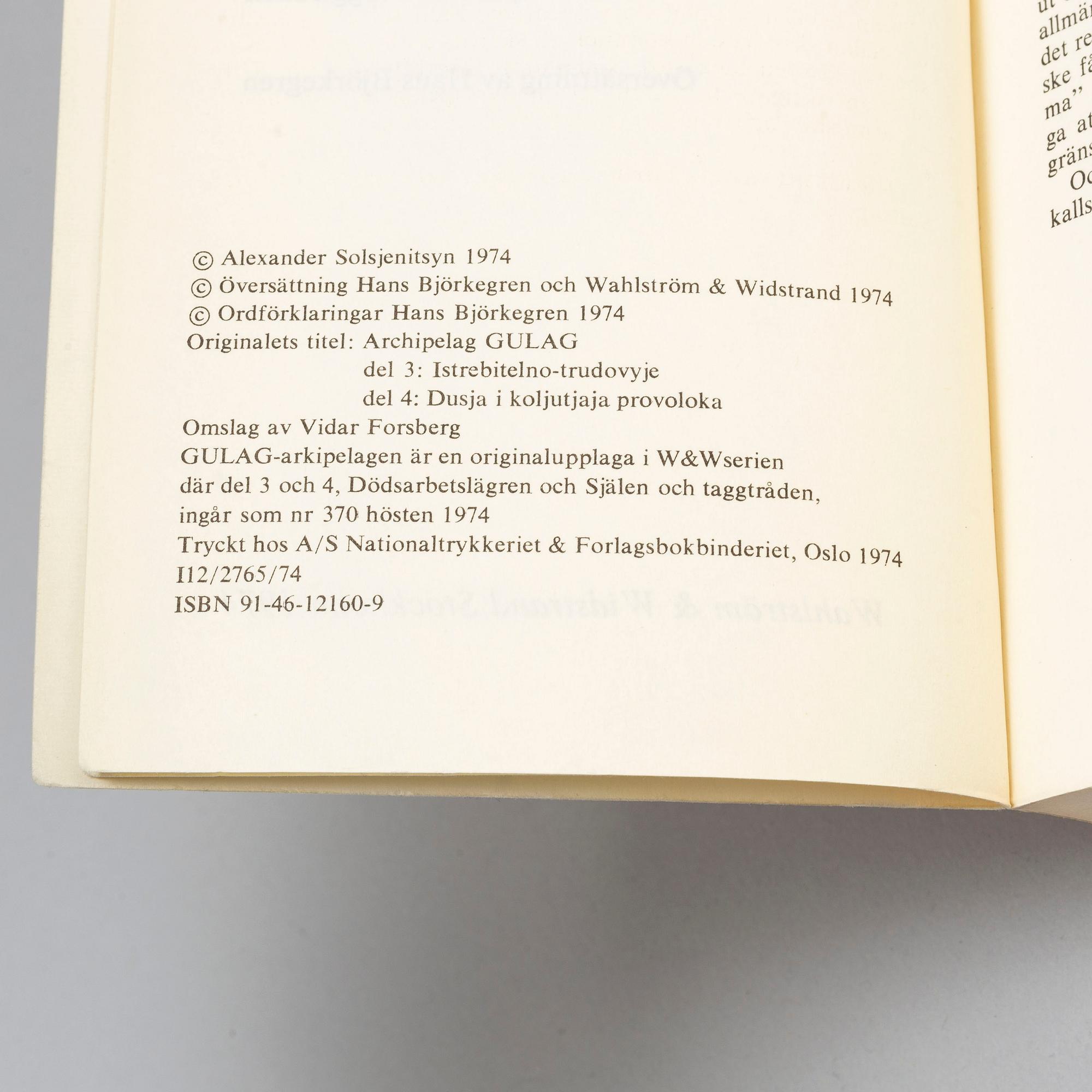 BOOK, With a magnificient inscription by the Nobel Laureate Aleksandr Solzhenitsyn / Alexander Solsjenitsyn.