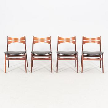 A set of four teak chairs modell 310 by Erik Buch from the 1960's.