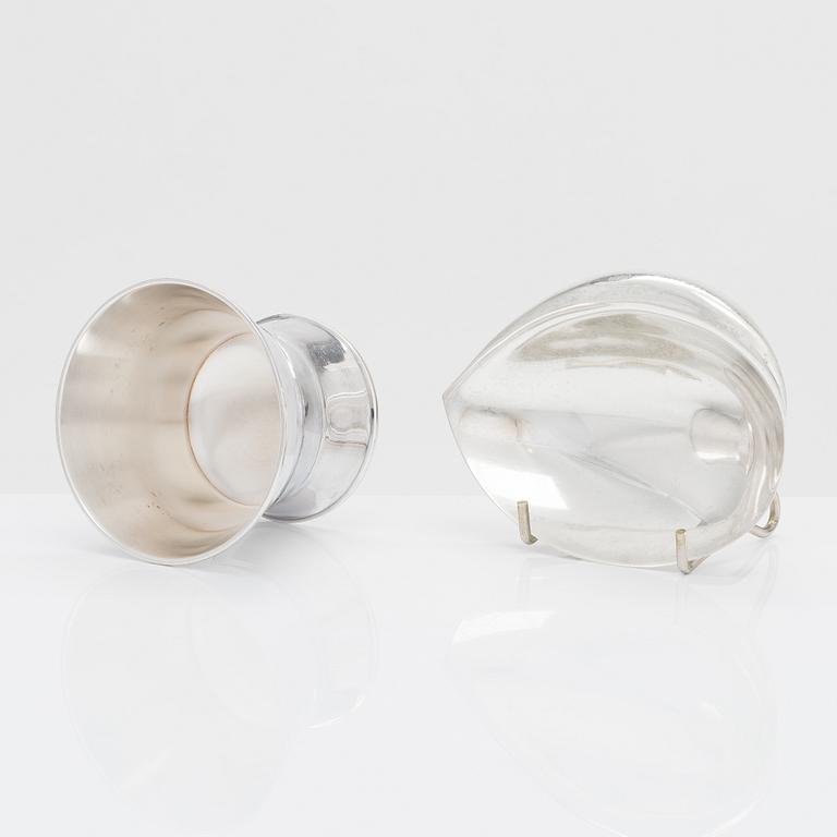 Tapio Wirkkala, silver bowl and sugar bowl, Kultakeskus, Hämeenlinna 1955 ja 1959.