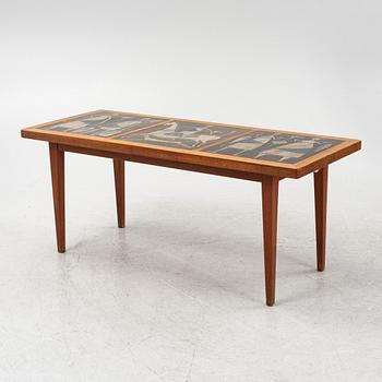 Åke Holm, a stoneware and teak coffee table, Höganäs, 1950's/60's.