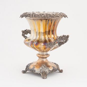 A silver plate wine cooler, around 1900.