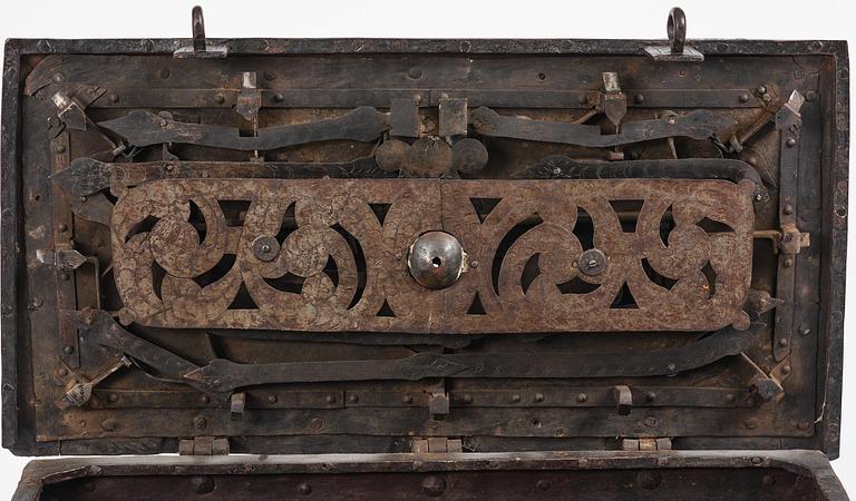 A Baroque German presumably Nuremberg iron 'Armada' chest, later part 17th century.