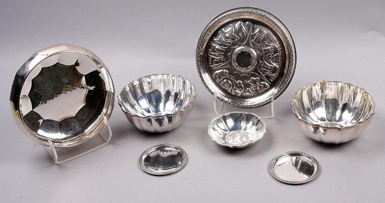 PARTI SILVER, 12 delar, bl a GAB, Calegaro, Italien, 1900-tal. Ca 700 g silver.