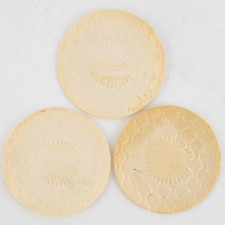 Piero Fornasetti, coasters, 8 pcs, "Adamo ed Eva", porcelain, Milan, Italy, 1965.