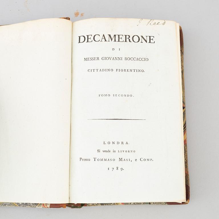 BÖCKER, 4 volymer. Decamerone på italienska, 1789-90.