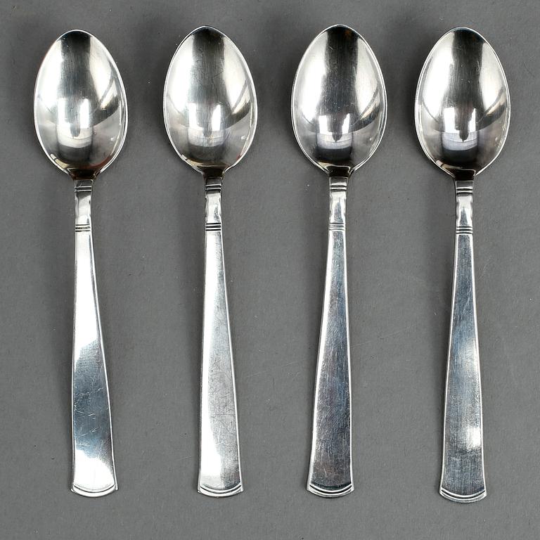 PARTI SILVER, 60 delar, inklusive 5 uppsättningar kaffeskedar, majoriteten Lidköping, mitten 1900-talets. Vikt ca 821 g.