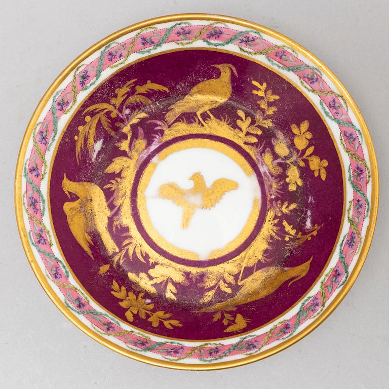 A French cup and saucer, 19th century, with a Sevre like mark.