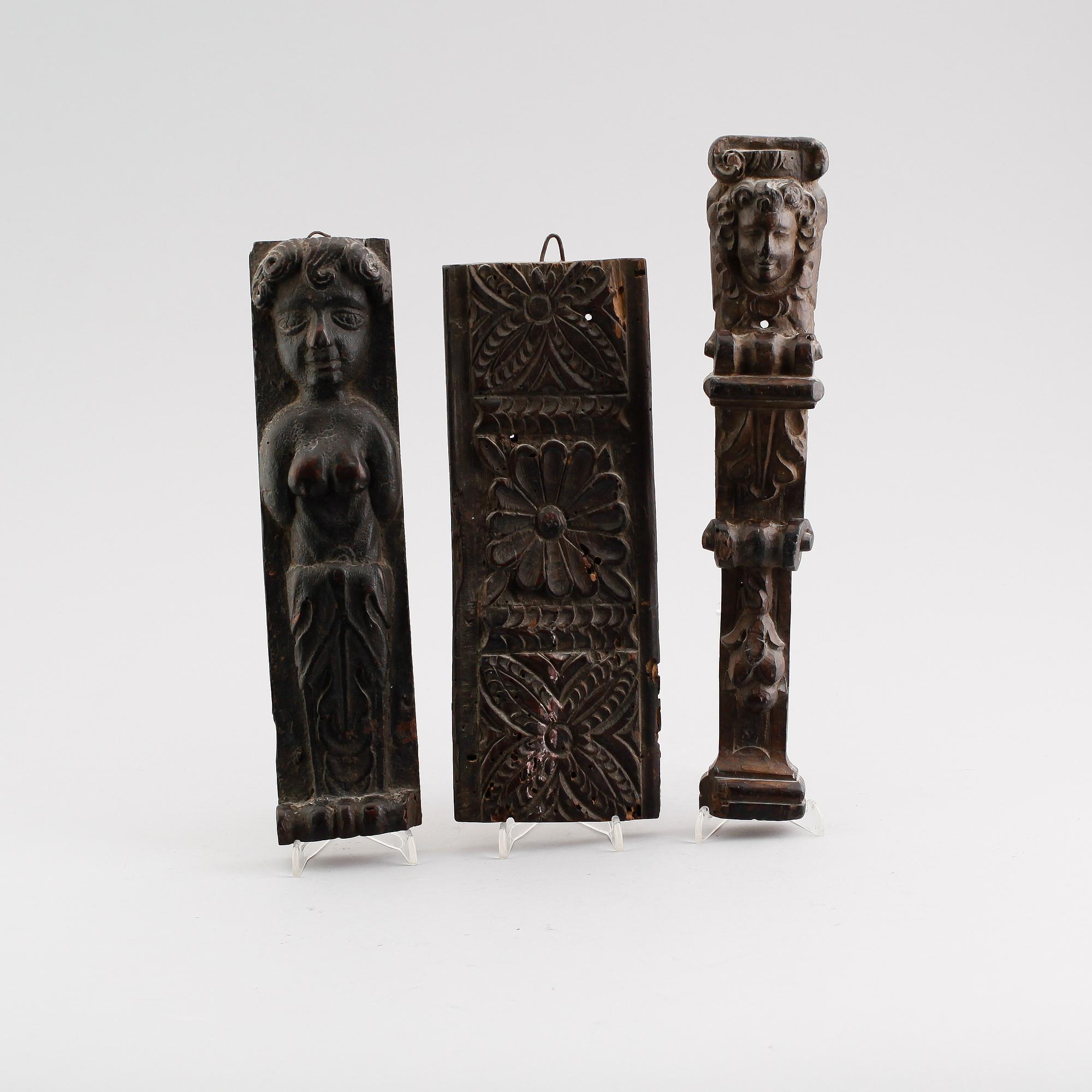 DEKORELEMENT, 3 delar, barock, sydeuropa, 1700-tal.