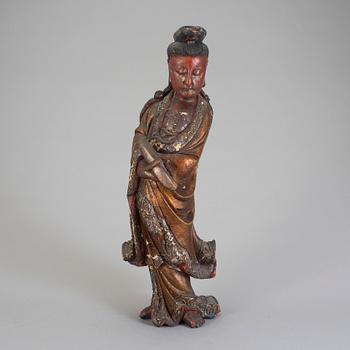 GUANYIN, lackerat trä. Sen Qingdynasti.